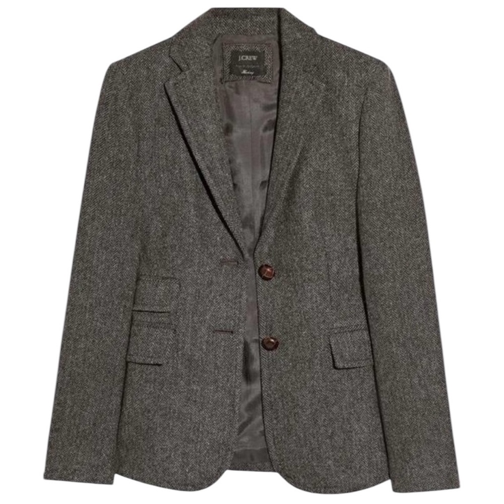 J. Crew Hackings Blazer Grey Herringbone Wool Blazer Size 4